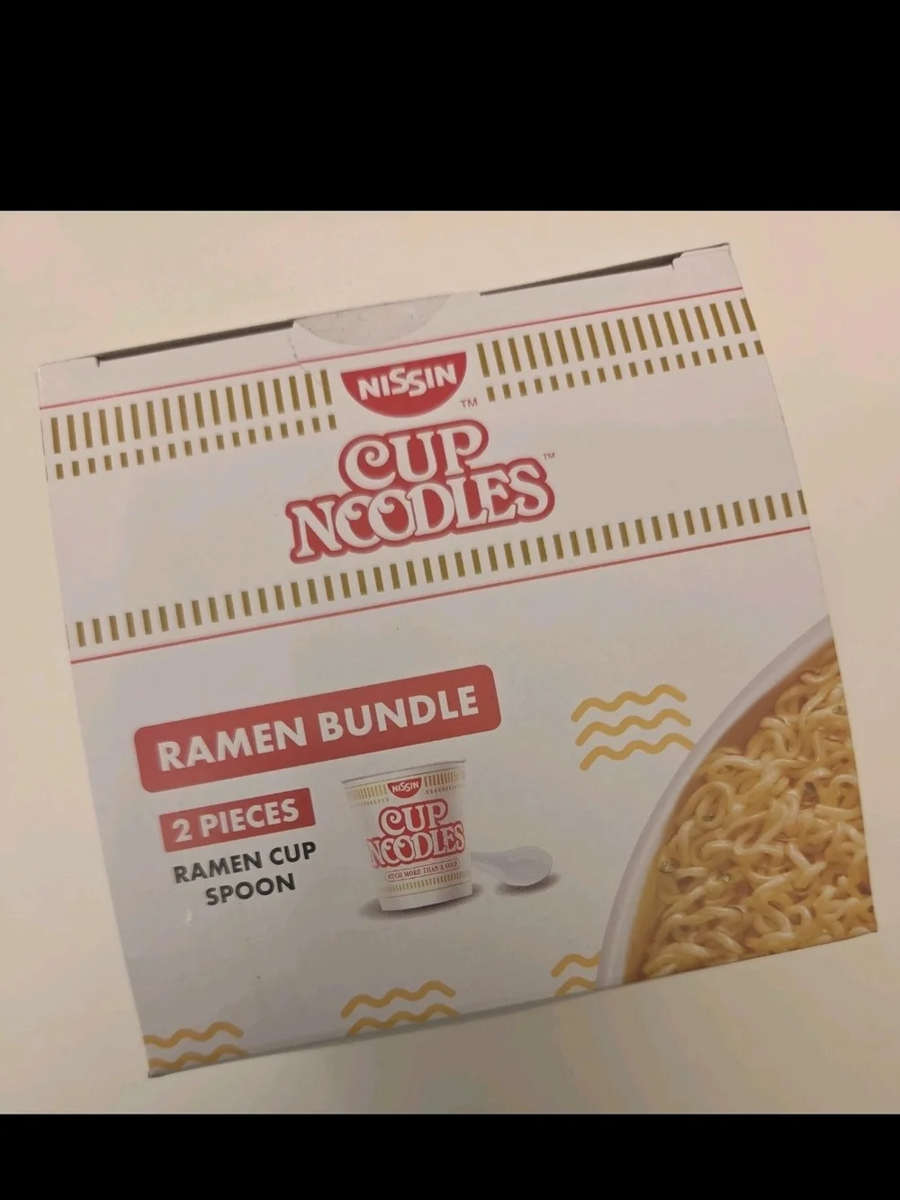 Nissin Cup Noodles Red and White Ramen Cup And Spoon Set - 2 Pieces